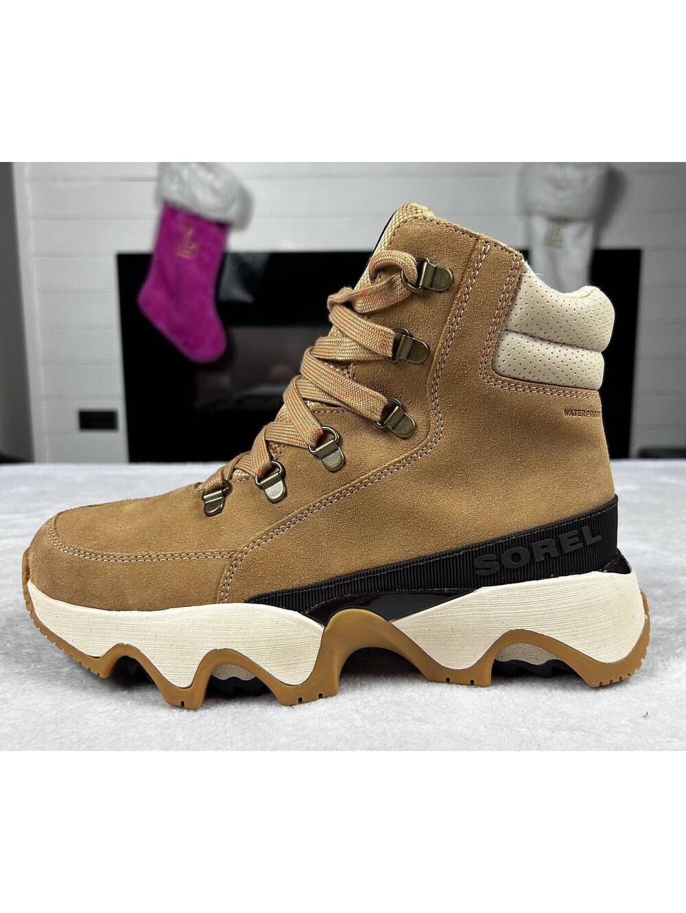 Sorel Womens Kinetic Impact Conquest Plus WP Boot Tawny Buff/Ceramic Size 11 New